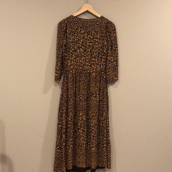 Zara midi leopard button down dress sz xs - Picture 10 of 11
